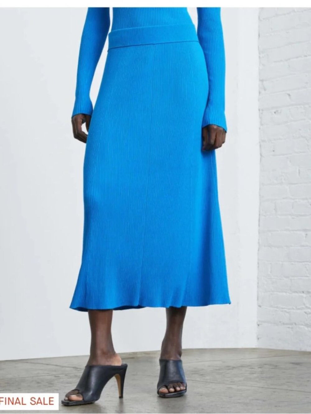 Everlane Ribbed knit skirt in bright blue